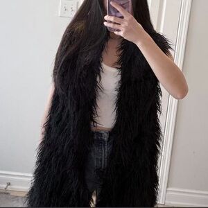 Zara Black Faux Fur Vest